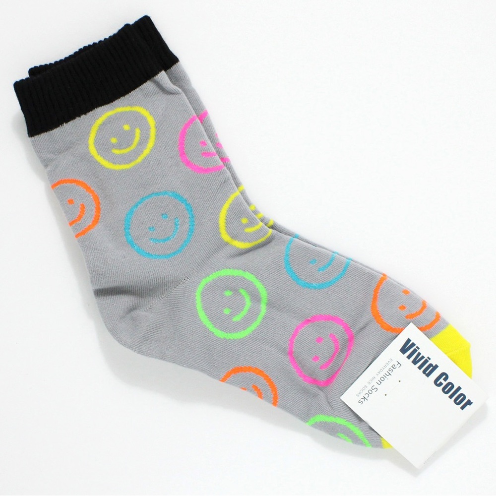 Smile Happy Face Print Socks